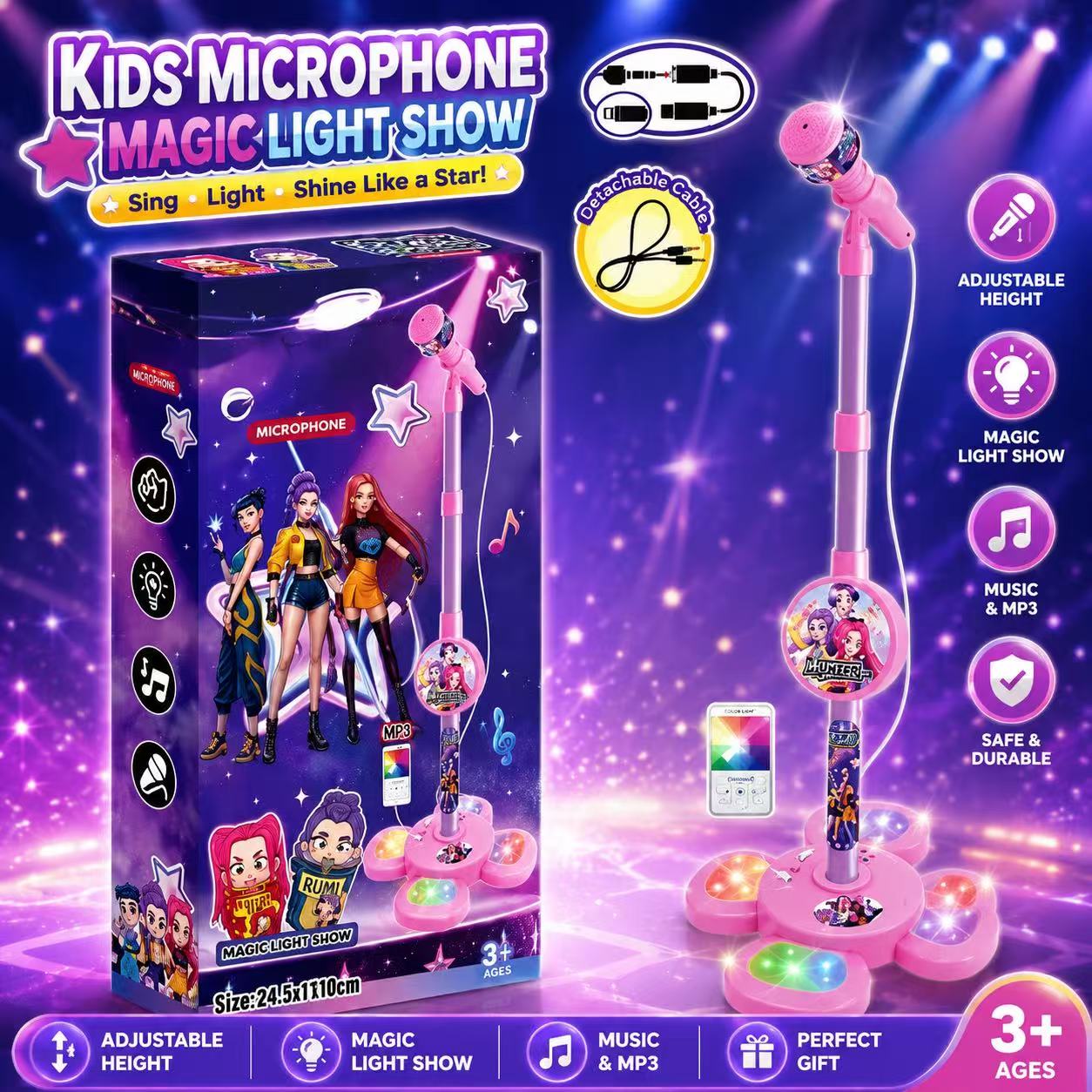 Audio Music Edit - Karaoke microfoon met standaard, draagbare zangmachine