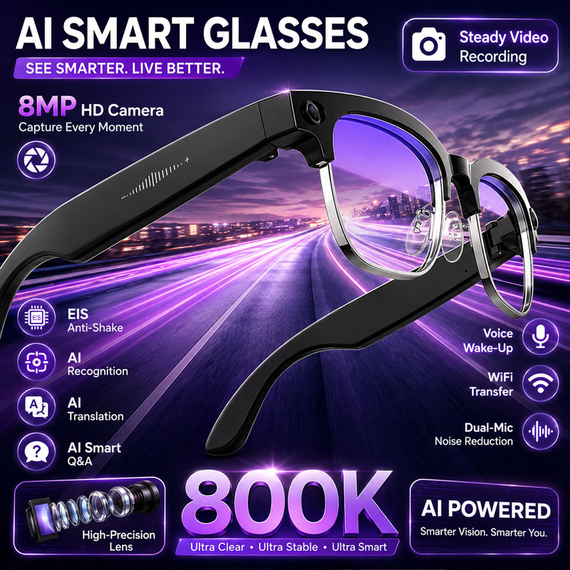 Audio Music Image - W630 Smart Glasses 800W HD Camera