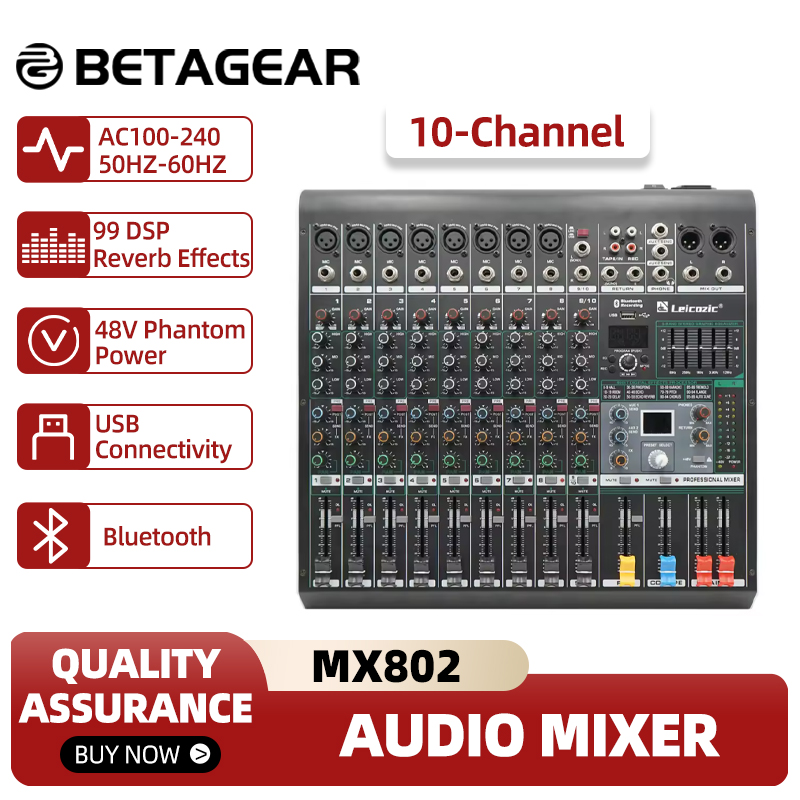 Audio Music Equalizer - Leicozic Mixing Console MX802 10-kanaals audiomixer