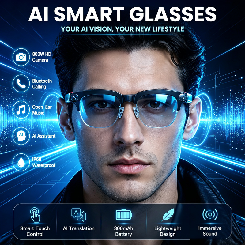 W630 Smart Glasses 800W HD Cam - Audio Music Image recensie en prijs