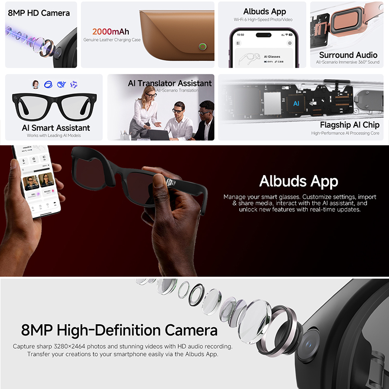 2026 Nieuwe AI Smart Glasses 8 - Audio Music Arabic recensie en prijs